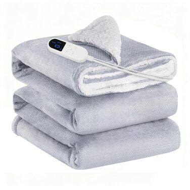 Електрична ковдра Eachans 180x150 см з автовимкненням, 9 рівнів нагріву, таймер 1-12 год, пральна фланелева Sherpa ковдра для ліжка та дивану, підігріваюча ковдра, плед (120*150 см)