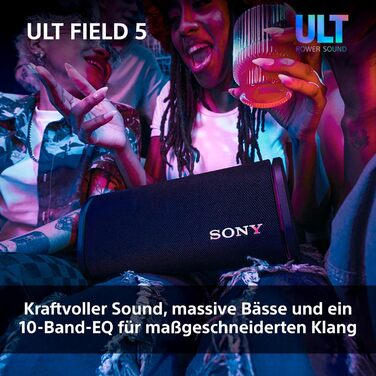 Sony ULT Field 5 – Портативна Bluetooth колонка з ULT Power Sound, IP67 (водонепроникна, пилозахищена, ударостійка), 12 год роботи, білий