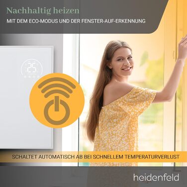 Heidenfeld Infrared Heater HF-HP140 | 300 Watts up to 10 m² | 3-in-1 Control via App | Remote Control | Touch Panel | Mobile Electric Heater | Infrared Heater with Thermostat (HF-HP140 300 Watts)