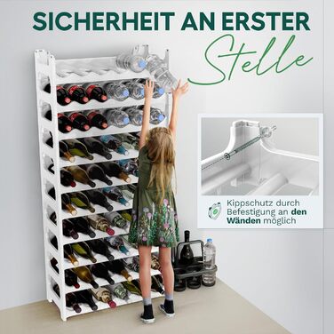 Plastic bottle rack for 36 bottles, expandable, stackable wine rack, white, beverage rack bottle shelving system, shelf for drinks, bottle cabinet, liquor rack