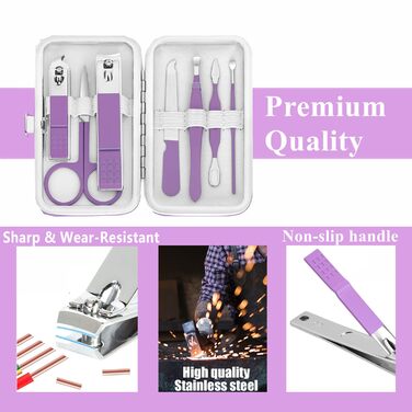 Набір для манікюру та педикюру Fenlebenil: базовий комплект для догляду за нігтями (фіолетовий)