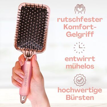 Щітка для волосся без заплутування - розпушувальна щітка для жінок - подарунок - Paddle Brush - м'які щетинки для волосся та шкіри голови - підходить для всіх типів волосся (Рожеве золото & Чорний)