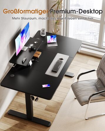Adjustable Height Standing Desk with Monitor Stand - Electric Ergonomic Desk, 120x60cm & 180x80cm White/Black