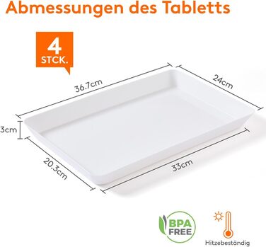 Набір сервірувальних тарілок Lifewit, 4 шт., 36.7 x 24 см, BPA-free, для буфетів, свят, пікніків, сніданків та закусок, білий