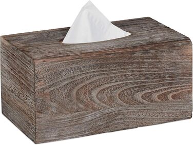 Relaxdays Tissue Box Shabby, Tissue Box with Sliding Cover, Tissue Box for Facial Tissues, HBT: 13x26.5x14.5cm, brown