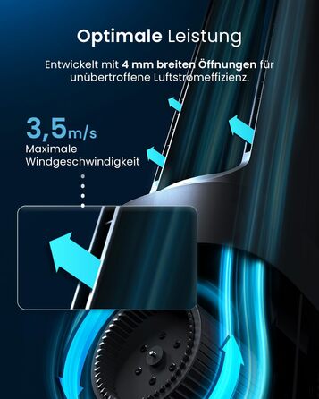 Вентилятор Pro Breeze OmniAir з очищувачем повітря, 105 см - безшумний, з HEPA 13 фільтром, LED дисплеєм, пультом керування, 10 швидкостей, 5 режимів, чорний