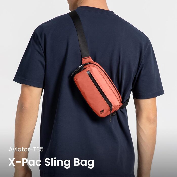 tomtoc Плечова сумка Sling Bag 3.5L з RFID-захистом – для Switch, iPad mini, EDC, подорожі | Водовідштовхувальна, X-pac Koralle