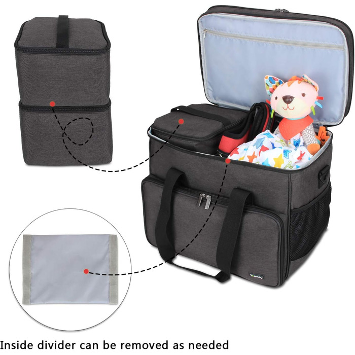 Сумка для собак Teamoy: переносна сумка для корму, ласощів, іграшок та інших речей. Ідеальна для подорожей, кемпінгу та прогулянок (Велика, чорна)