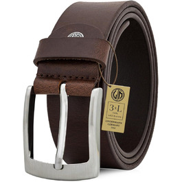 Чоловічий шкіряний ремінь Lindenmann з нубуку, 40 мм, регульований, джинсовий, XL, темно-коричневий (45.5 дюймів/115 см)