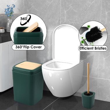 Комплект аксесуарів для ванної кімнати: душовий завіс та килимки (темно-зелений)