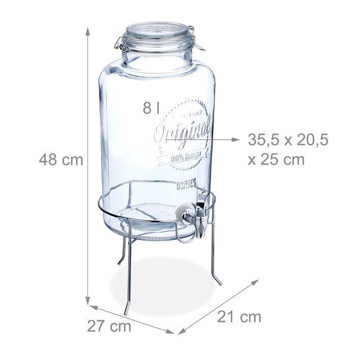 Relaxdays 8-Liter Beverage Dispenser with Stand