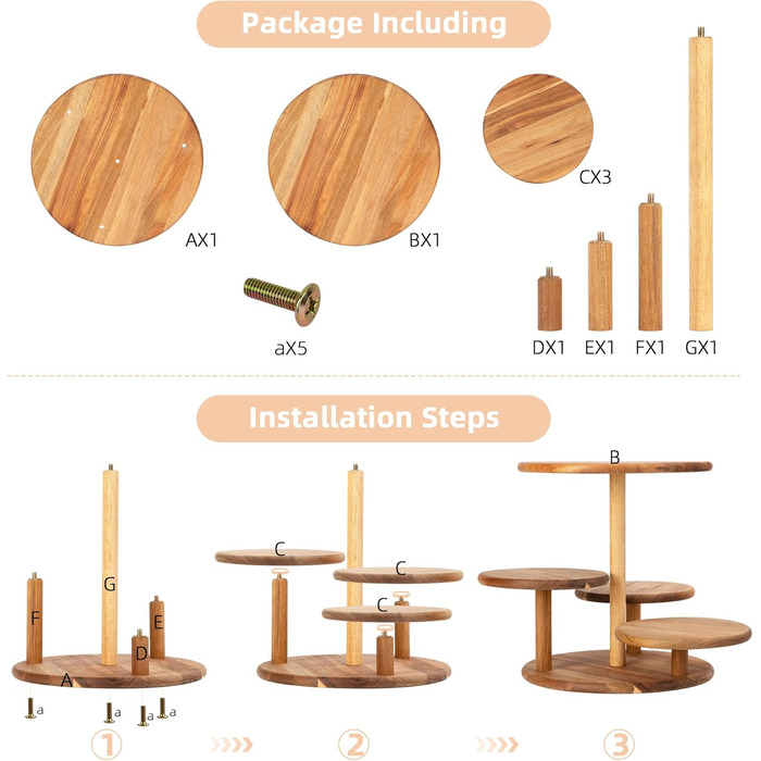 Дерев'яний етажерка/стійка для тортів та капкейків E-ROOM TREND | 4 яруси | для вечірок, дня народження, дитячого свята