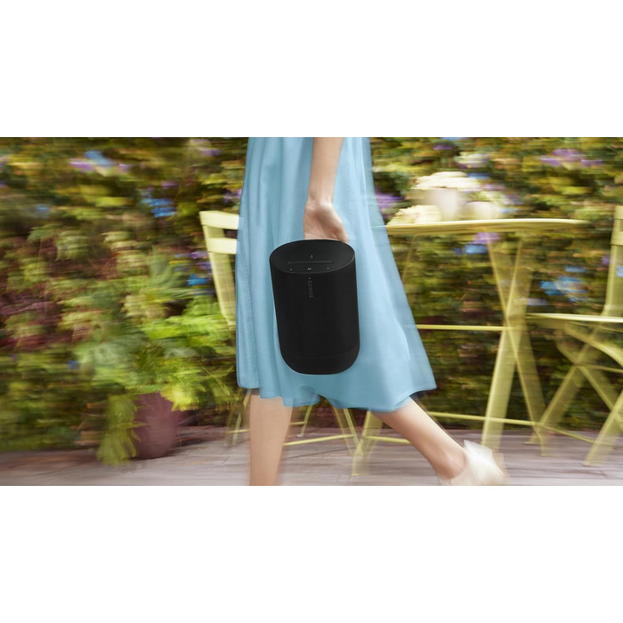 Sonos Move 2: Портативна бездротова колонка Wi-Fi/Bluetooth, чорна. До 24 год роботи, зарядка без дротів, сумісність з Alexa