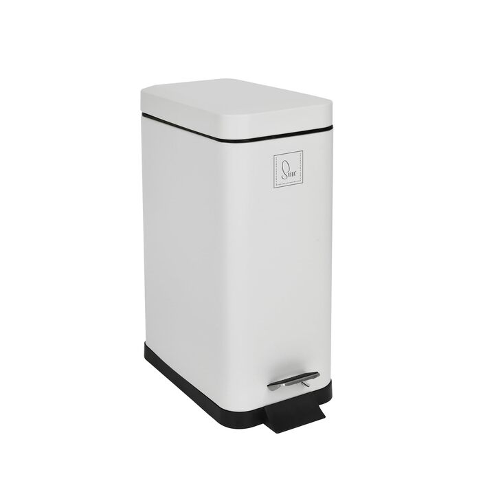 Сміттєвий відер SVITA STM10 з педаллю та м'яким закриттям Softclose, 10л, прямокутний, білий