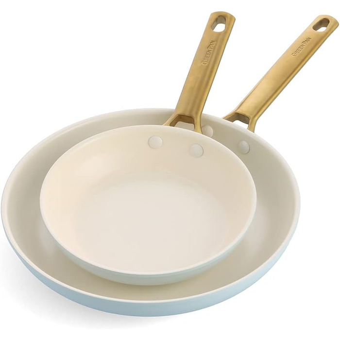 Набір сковорідок GreenPan Reserve з керамічним покриттям, 20 та 26 см, світло-блакитний, без PFAS, індукційні, для духовки, подарунок на День Матері
