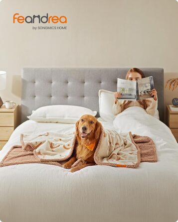 Водонепроникний коврик для собак Feandrea, Sherpa Fleece, 152x127 см, XL, для собак та котів, машинне прання, захист дивану, бежевий, XXL (203 x 152 см)