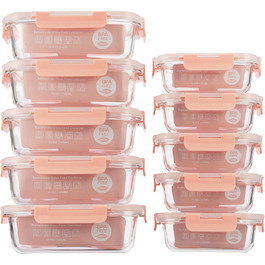 Набір контейнерів для зберігання їжі з боросилікатного скла з кришкою, BPA-free, не протікають, для мікрохвильової печі, духової шафи, посудомийної машини, для приготування їжі на тиждень (Meal Prep) – рожевий (SA1637)
