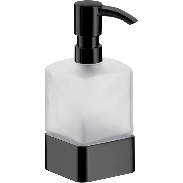 EMCO Loft Glass Holder with 1 Glass - Elegant toothbrush holder made of aluminum and crystal glass, high-quality matte and satin finish (Soap dispenser with pump, freestanding, Black)