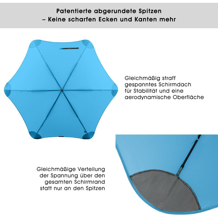 BLUNT Executive Stock Umbrella Blue | Large & Stormproof for 2 People – 138 cm Ø | Innovative & Patented Design – Wind Tunnel Tested