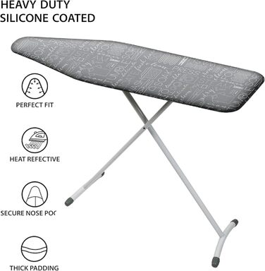 Чохол та килимок для прасувальної дошки, стрейчевий, бавовна, сірий