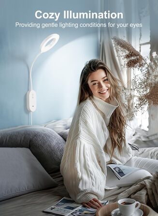 Світлодіодна настінна лампа для читання з USB, 10 Вт, 4 режими кольору, димування, функція пам'яті, таймер автовимкнення, біла