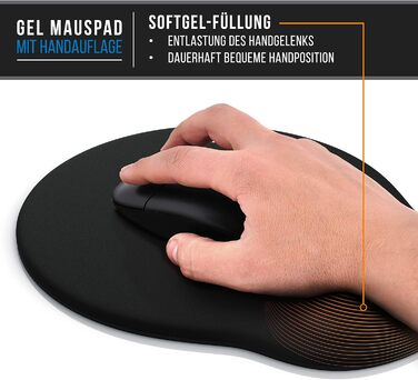 Кисетковий Mousepad CSL з гелевою підкладкою для зап'ястя - чорний (круглий)