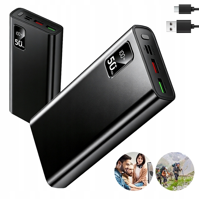 Потужний зовнішній акумулятор (Power Bank) 50000mAh 22.5W, швидка зарядка USB-C, тонкий корпус