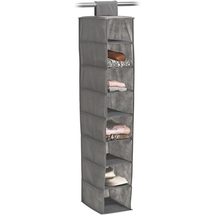 Органайзер для зберігання Zeller 14614 з 8 відділеннями, флізелін, тканина, сірий, 18x30x105 см