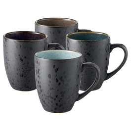 Кавові чашки BITZ з порцеляни, набір (4 шт.), об'єм 30 cl, чорний/темно-сірий, великі