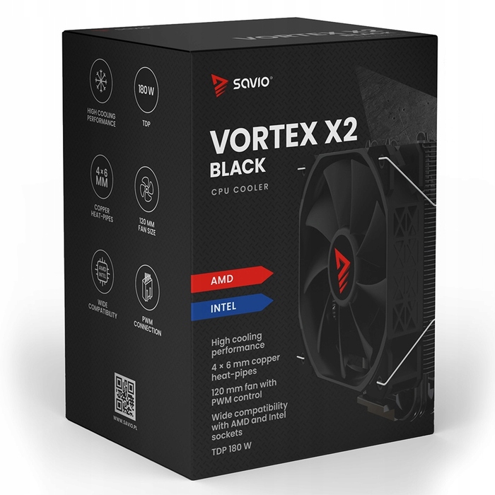 Повітряне охолодження процесора Savio SAVGCOVORTEXX2BLACK