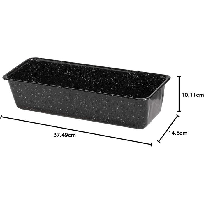 Riess, 0633-022, Professional Baker, Loaf Pan 35/14, CLASSIC - LOAF PANS, Height 8.3 cm, Capacity 2.5 Liters, Enamel, Black, Length 36.7 cm Width 14.2 cm Height 8.3 cm