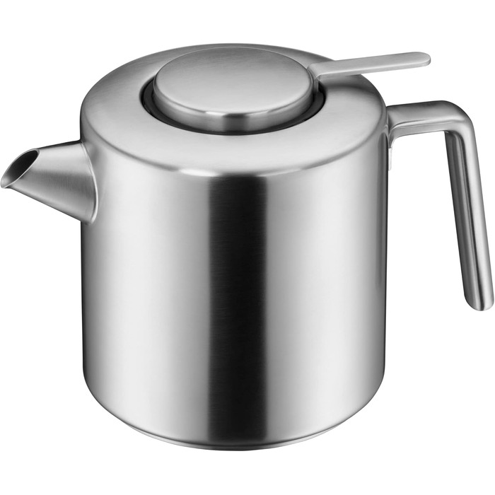 WMF Kult Teapot with trivet, 3-piece, Teapot 1.2l, infuser insert, trivet, Cromargan stainless steel brushed, for hot and cold drinks, 1.2 L, 06.3122.6030