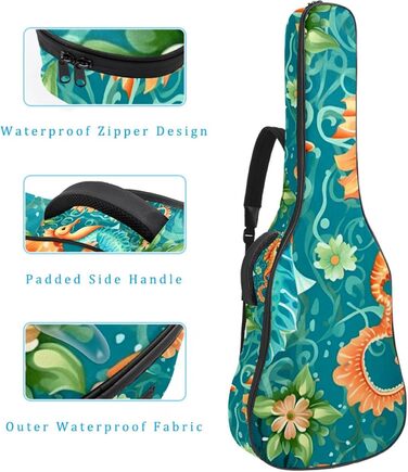 Чохол для акустичної гітари, 104 см, з регульованим плечовим ременем, Gigbag, Ocean Flower Seahorse, водовідштовхуючий, Oxford-тканина, товстий шар губки