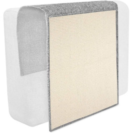 Navaris Cat Scratch Mat Scratch Protection Sofa - Sisal Scratch Rug 130 x 45 cm for Cat - Couch Cat Scratch Mat - also suitable for dogs - (Light Grey - white)