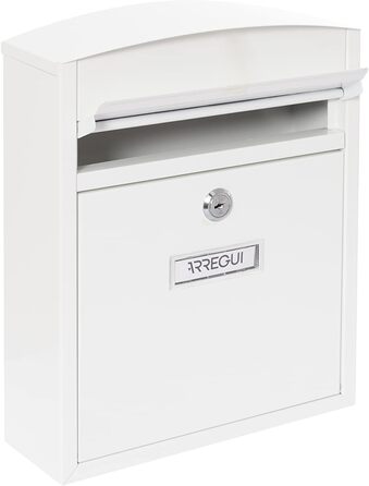 Поштовий ящик ARREGUI Compact E5731 сталевий, білий (S, DIN A5), настінний, водонепроникний, з табличкою для імені, 2 ключі, легкий монтаж