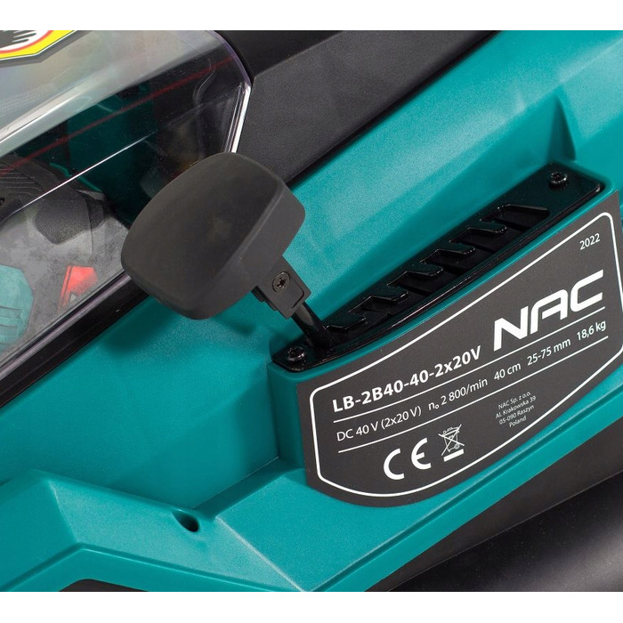 Акумуляторна газонокосарка 40V 40см + 2 АКБ по 4Аг NAC