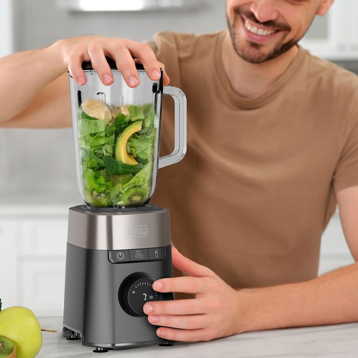 Black+Decker 2200W Stand Mixer with 2.2L Glass Bowl - 8 Speeds, 6 Stainless Steel Blades, Ice Crush & Smoothie Maker