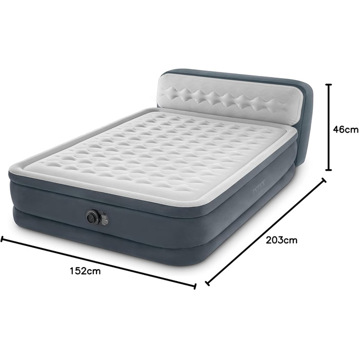 Надувний матрац Intex DuraBeam UltraPlush з підголівником, 220V, Queen, Fiber-Tech