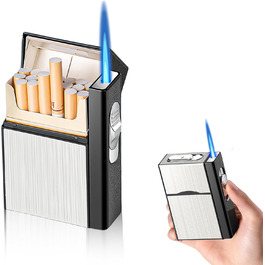 Алюмінієве екіпен для сигарет з запальничкою: водонепроникний кейс для 20 сигарет, USB зарядка (без газу), білий