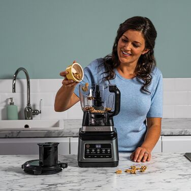 Ninja 3-in-1 Food Processor & Blender with 5 Programs: Mixing, Max Mixing, Chopping, Stirring, Pureeing, 1.8L Bowl, 2.1L Jug, 700ml Cup, 1200W, Dishwasher Safe, Auto-iQ, Black BN800EU