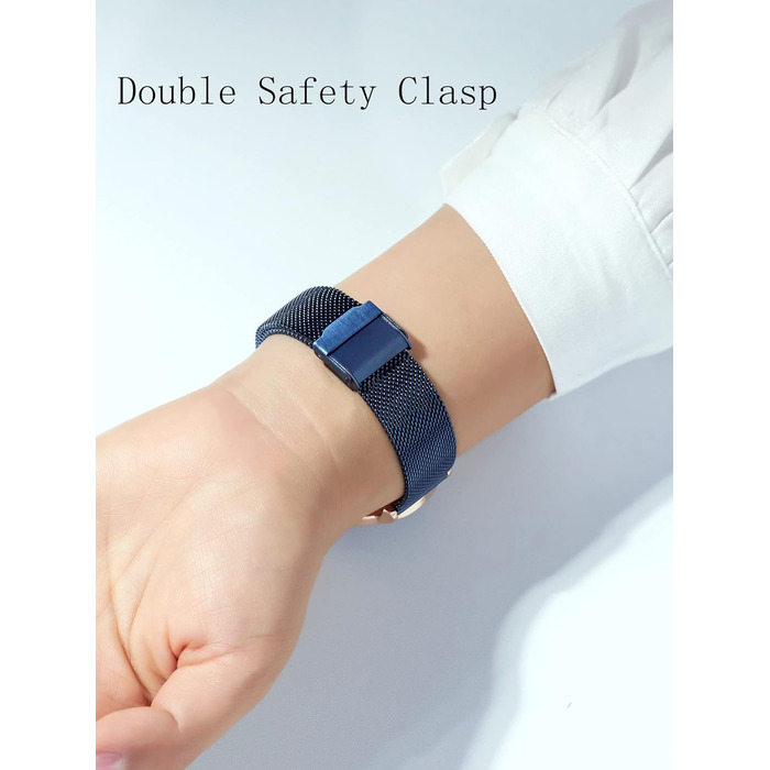 Годинник жіночий Hannah Martin, кварцовий, з нержавіючої сталі, водонепроникний, сітка, ультратонкий (блакитна поверхня, блакитний ремінець)