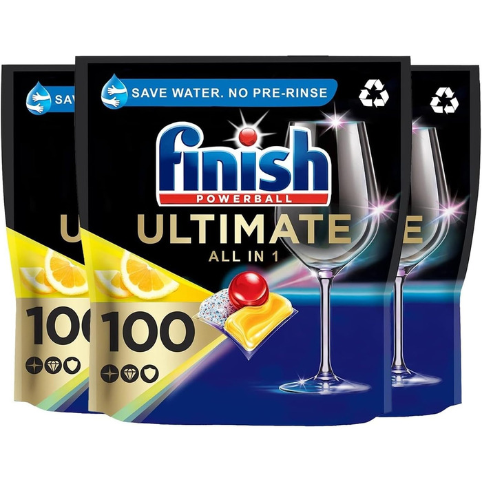 Таблетки для посудомийних машин Finish Powerball Quantum Ultimate, 100 шт (3 упаковки по 33-34 шт)
