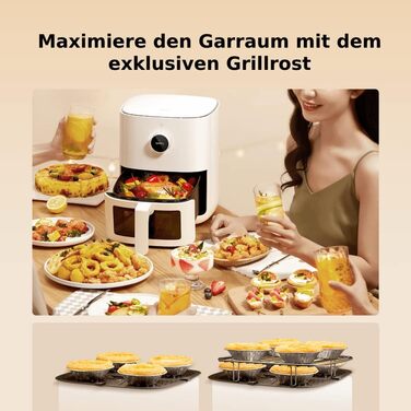 Фритюрниця Xiaomi Smart Air Fryer Pro 4L з OLED-дисплеєм, оглядовим вікном, підтримкою iOS/Android, 1600 Вт, 4 літри, таймер, температура 40-200°C, сумісна з Google Assistant, можна мити в посудомийці