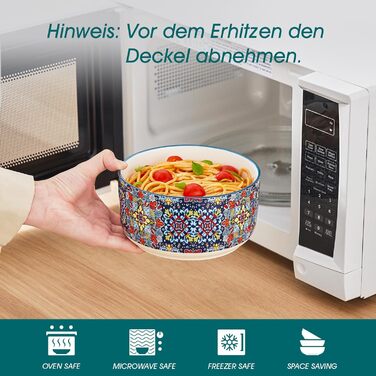 Набір супових та салатних тарілок Vancasso (4 шт.) з кришкою, кераміка, 1080 мл