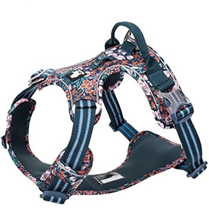 Шлейка для собак WINHYEPET Truelove No-Pull, бавовняна, дихаюча, світловідбиваюча, регульована, для бігу та прогулянок, підходить для котів та собак середніх розмірів (XL, Navy Blazer)