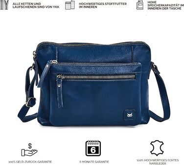 Сумка через плече Wise Owl з натуральної шкіри: жіноча та чоловіча, маленька сумка-кросбоді, 5 відділень, колір сапфіровий блакитний, шкіра наппа