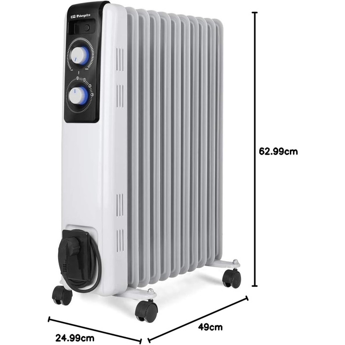 Радіатор масляний Orbegozo RF 2500, 2500 Вт, білий, модульна конструкція з 11 елементів