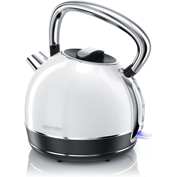 Arendo Retro Stainless Steel Kettle - 1.7L Electric Kettle with Replaceable Scale Filter - Cool Grey - Automatic Shutoff