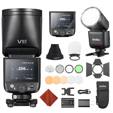 Спалах Godox V1 Mid-F для Fujifilm: кругла голова, TTL, HSS 1/8000s, 55Ws, з диффузором AK-R1, USB-C акумулятор, для камер XT-5, X-E1, XT-3