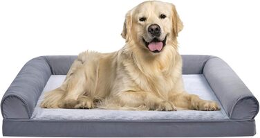 Amazon Basics Foam Dog and Pet Couch Bed with Removable Cover, Grey, (L x W x H) (U-shaped Sofa - Grey, 112 x 89 x 20 cm)